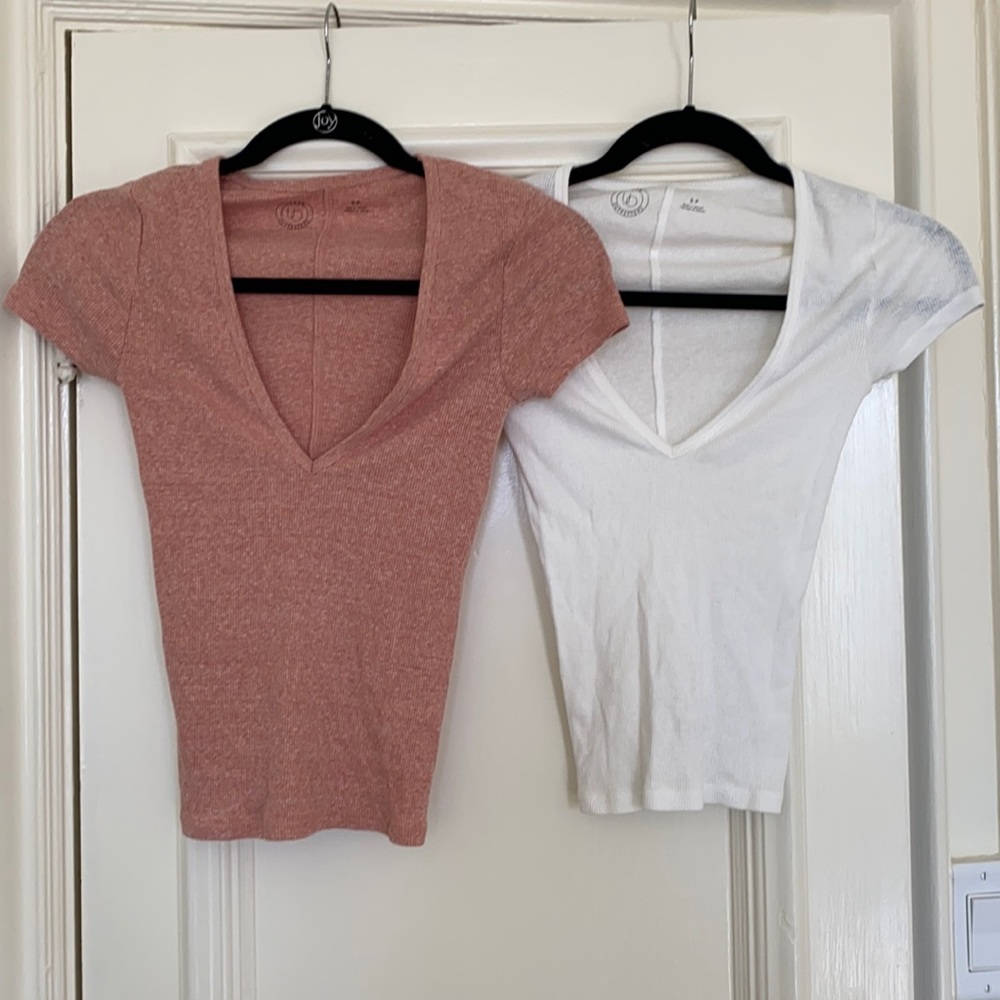 Urban Outfitters deep v neck T-shirts S/2